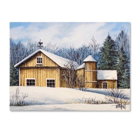 Debbi Wetzel 'Yellow Barn Winter Sm' Canvas Art,18x24